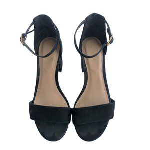 ALDO Black Suede Ankle Strap Sandal Block Heels